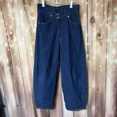 クラシカルエルフ アシメ ウエストカーブ ダークブルーデニム ワイドパンツ