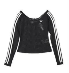 adidas レース トップス レーストリムストライプトップ