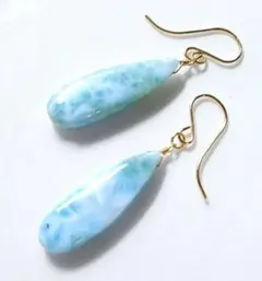 1点作品⭐︎ ペアシェイプ型ラリマーピアス　　イヤリングに変更可能☺︎ 1点作品⭐︎ ペアシェイプ型ラリマーピアス イヤリングに変更可能