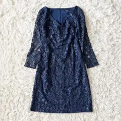 ローレンラルフローレン　ワンピース　レース　刺繍　Ｖネック　ブルー系　2サイズ