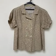 sm2 ベージュ　小花柄ブラウス　美品