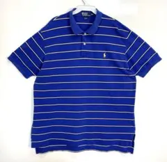 90sラルフローレンPOLORalphLauren半袖ポロシャツボーダーロゴ刺繍