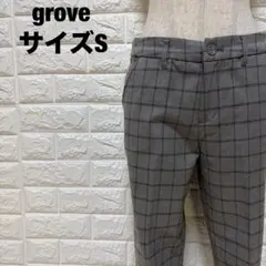 grove グレー チェック柄 カジュアルパンツ S 美シルエット【2177】のサムネイル