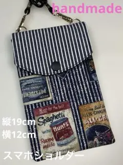 再販　アメリカン柄のスマホショルダーバッグ　ハンドメイド