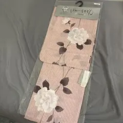 新品 bonheur saisons 浴衣 単品 綿麻 ストライプ 花柄のサムネイル