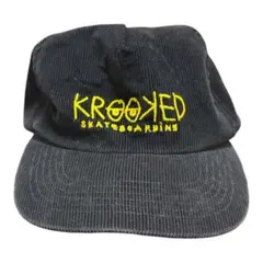 【最終値下げ】KROOKED コーデュロイ キャップ クルキッド スケボー 黒★のサムネイル