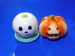 【未使用】ハロウィン 置物 2個セット ミニチュア かぼちゃ スイーツゴースト