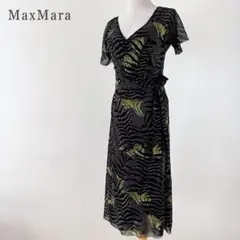 美品 MaxMara ワンピース ボタニカル シースルー シルクリボン 42