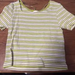 GUストライプ クロップドTシャツ 半袖
