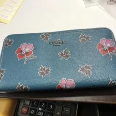 13614 COACH 花柄 レザー 長財布