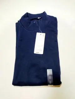 新品　ユニクロ　ソフトタッチハイネックＴ（長袖）　M ネイビー