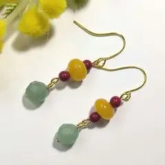 ハンドメイドピアス　2675　　　　　グリーンアベンチュリンのピアス