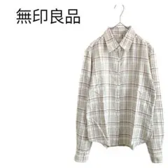 無印良品 【M】チェック柄 長袖シャツ レディース カジュアル 麻 リネン 春秋のサムネイル