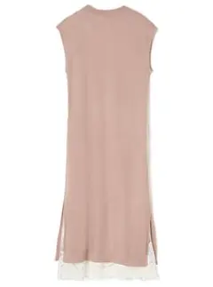 裾レースインナー付きワッフルニットワンピース