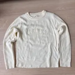 エニィファム アイボリー エンブロイダリー 長袖ニット M