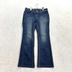 ジョージアラブ【W68】紺 フレアデニムパンツ 微ストレッチ 春秋 Y2Kのサムネイル