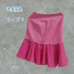 【美品】ザラ ZARA【サイズS】  ストライプ ピンク スカート 1回着用のみ