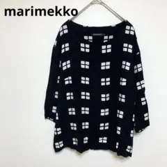 marimekko マリメッコ カットソー ブラウス　ブラック×ホワイト窓柄