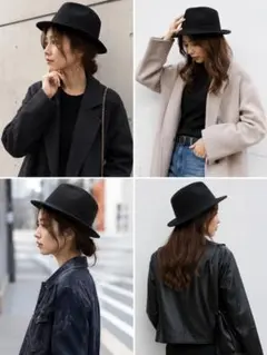AZUL BY MOUSSY ウールフェドラハット ブラック フリーサイズ