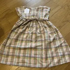 ピンク系チェック ワンピース 110