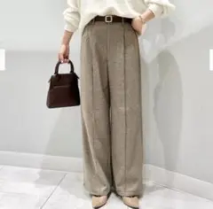 新品　GU ブラッシュドジャージー　ワイドパンツ　丈標準　S ブラウン