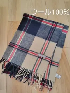 ウール100％　チェック柄　マフラー　女性用