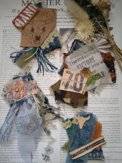 ●限定●ハンドメイド●デニムリメイク＆革タグ4個セット0747●