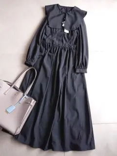 未使用VISビックカラー綿ライクワンピース