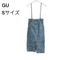 GU ジーユー サスペンダー付きデニムナロースカート Sサイズ