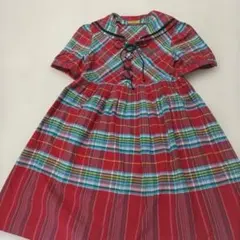 BETTY'S BLUE シンジアベチェックセーラー襟パフスリーブワンピース