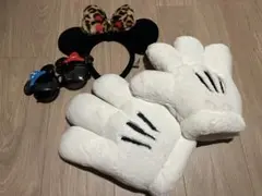 ミッキー手袋・ミニー耳カチューシャ・サングラス　3点セット