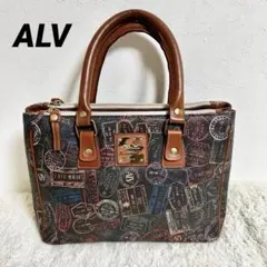 ALV アルヴィエロマルティーニ トート風ハンドバッグ スタンプ柄