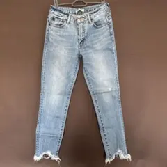 MOUSSY JW フリンジ スキニーデニム/ジーンズ