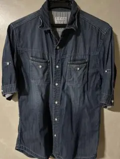 【美品】NICOLE CLUB FOR MEN デニムシャツ 半袖　五分袖のサムネイル