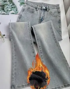 ◆新品 未使用◆裏起毛 ブーツカットデニム フレアデニム