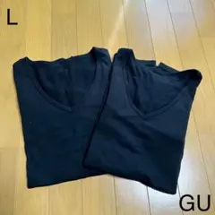 GU スタイルヒートエクストラVネック Lサイズ 2枚セット ブラック