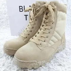 新品未使用箱付27㎝◎BLACK TAC サイドジップミリタリーブーツ ベージュ