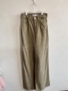 ZARA カーキ コーデュロイ ワイドパンツ EU 34