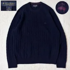 【美品】ブルックスブラザーズ ケーブルニット ロゴ刺繍 ネイビー M 現行品のサムネイル