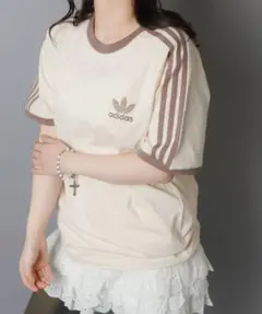 【超激レア2XL】アディダスオリジナルス リンガーTシャツ ワンダーホワイト 茶のサムネイル