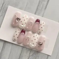 ネイルチップ No.87 スキニースクエア　現品　フレンチガーリー　量産型