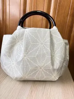 大島紬リメイクのまんまる可愛い手提げバッグ