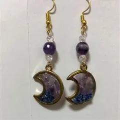 ハンドメイドピアス  天然石アメジスト   No.113