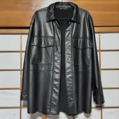 ブラック 合成皮革 レザージャケット ZARA