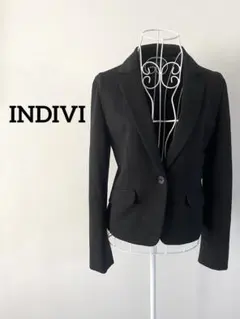 【INDIVI】テーラードジャケット　シングルブレスト　ブラック　38