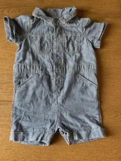 GAP ストライプ 半袖ロンパース デニム風　70cm