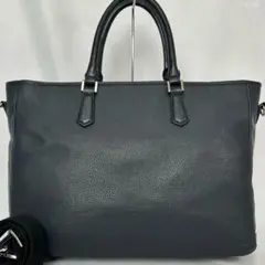バーニーズニューヨーク ビジネスバッグ 2way レザー A4 ネイビー　シボ革 バーニーズニューヨーク トートバッグ レザー シボ革 A4収納可 肩掛け