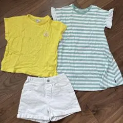 イエローTシャツ ストライプワンピース 110 まとめ売り