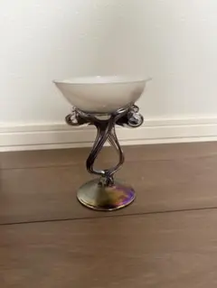 骨董 手吹きガラス モールガラス フリルコンポート デザートグラス