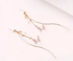 スワロフスキージルコニア蝶々ピアスレディースアクセサリー